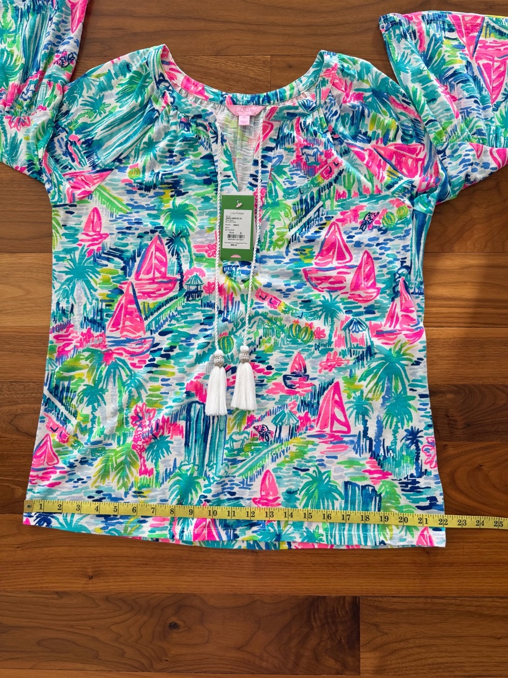 NWT Lilly Pulitzer Del Lago Tunic Top Salt In The Air Pink Blue Sailboat Size M - Picture 8 of 16